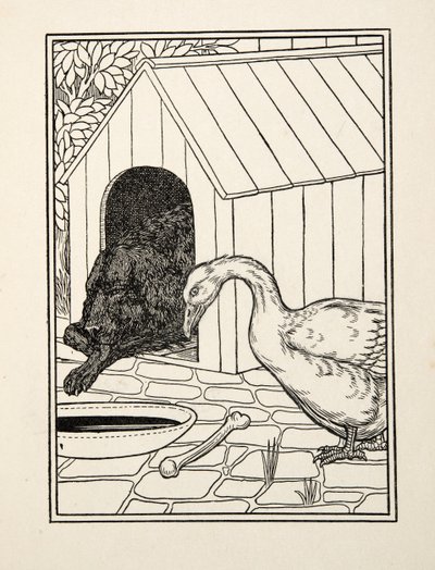 Hunden och gåsen, från Hundra anekdoter av djur, pub. 1924 av Percy J. Billingshurst