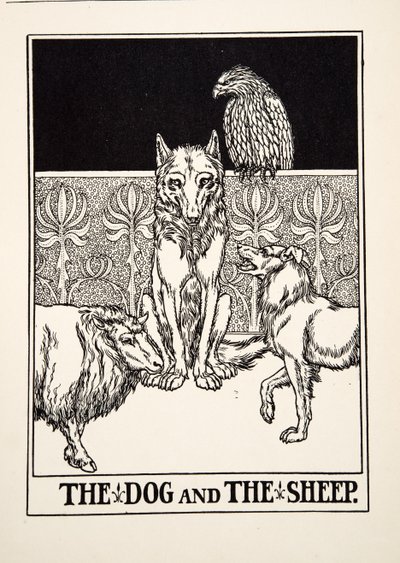 Hunden och fåret, från Aesops hundra fabler, pub.1903 av Percy J. Billingshurst