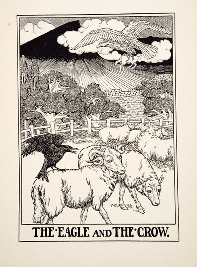 Örnen och kråkan, från Aesops hundra fabler, pub.1903 av Percy J. Billingshurst