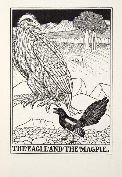 Örnen och skatan, från Fontaine Fables, pub. 1905 av Percy J. Billingshurst