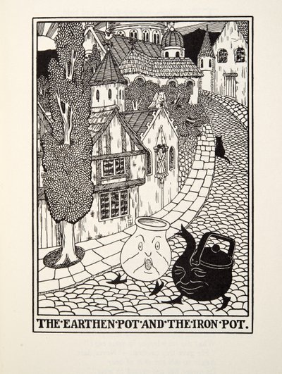 The Earthen Pot and the Iron Pot, från Fontaine Fables, pub. 1905 av Percy J. Billingshurst