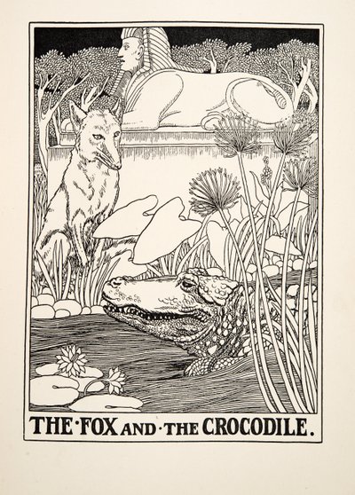 Räven och krokodilen, från Aesops hundra fabler, pub.1903 av Percy J. Billingshurst