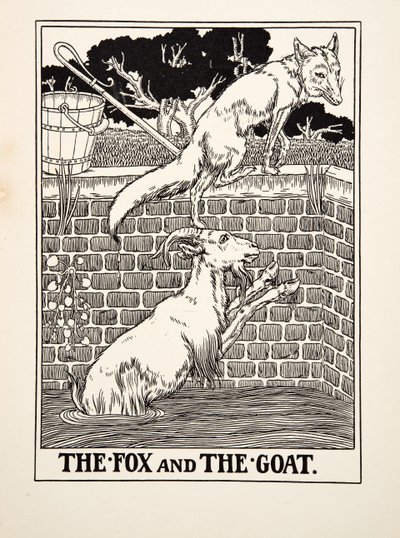 Räven och geten, från Aesops hundra fabler, pub.1903 av Percy J. Billingshurst