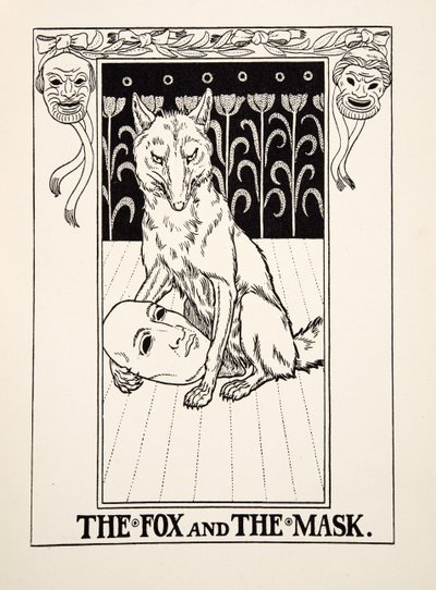 Räven och masken, från A Hundred Fables of Aesop, pub.1903 av Percy J. Billingshurst