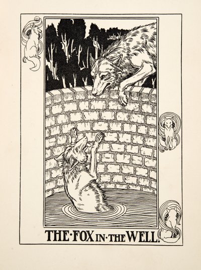 Räven i brunnen, från A Hundred Fables of Aesop, pub.1903 av Percy J. Billingshurst