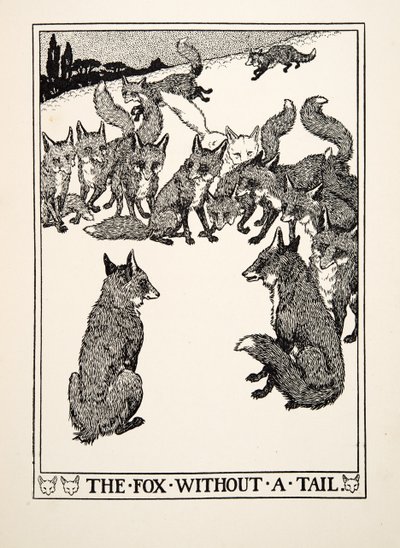 Räven utan svans, från A Hundred Fables of Aesop, pub.1903 av Percy J. Billingshurst
