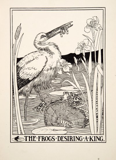 The Frogs Desiring a King, från A Hundred Fables of Aesop, pub.1903 av Percy J. Billingshurst