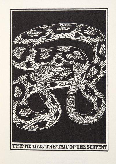 Ormens huvud och svans, från Fontaine Fables, pub. 1905 (gravyr) av Percy J. Billingshurst