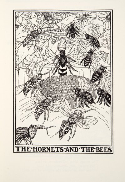 Hornets and the Bees, från Fontaine Fables, pub. 1905 (gravyr) av Percy J. Billingshurst