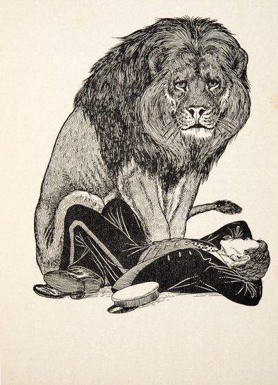 Lejonet och hans vårdare, från Hundra anekdoter av djur, pub. 1924 av Percy J. Billingshurst