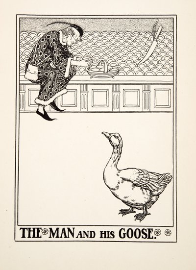 Mannen och hans gås, från Aesops hundra fabler, pub.1903 (gravyr) av Percy J. Billingshurst