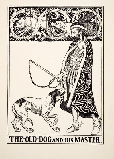 Den gamla hunden och hans mästare, från Aesops hundra fabler, pub.1903 av Percy J. Billingshurst
