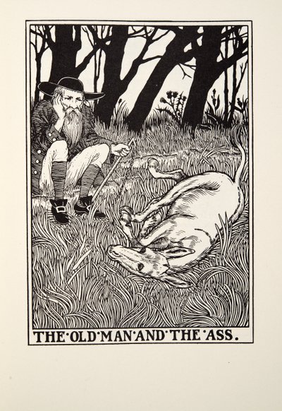 The Old Man and the Ass, från Fontaine Fables, pub. 1905 av Percy J. Billingshurst