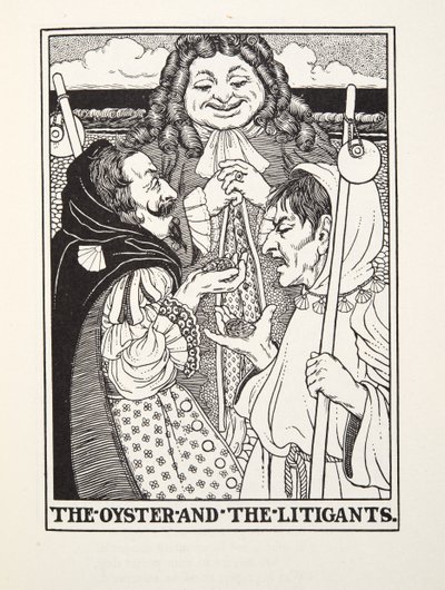 The Oyster and the Litigants, från Fontaine Fables, pub. 1905 (gravyr) av Percy J. Billingshurst