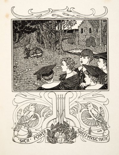 Musikens kraft, från Hundra anekdoter av djur, pub. 1924 (gravyr) av Percy J. Billingshurst
