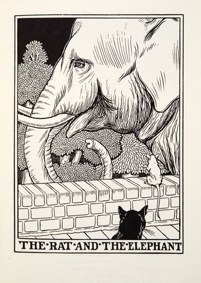 Råttan och elefanten, från Fontaine Fables, pub. 1905 av Percy J. Billingshurst