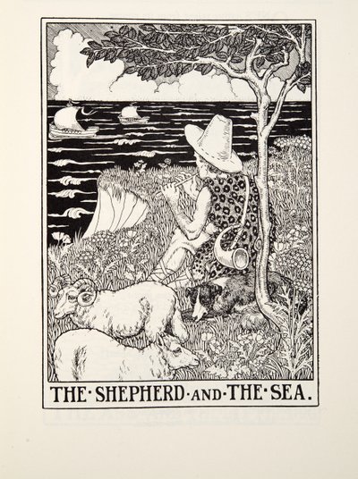 Herden och havet, från Fontaine Fables, pub. 1905 av Percy J. Billingshurst