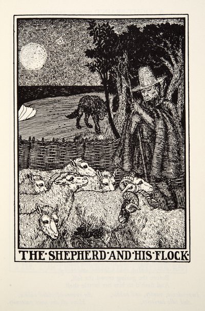 Herden och hans flock, från Fontaine Fables, pub. 1905 av Percy J. Billingshurst