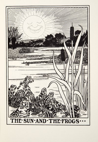 Solen och grodorna, från Fontaine Fables, pub. 1905 av Percy J. Billingshurst