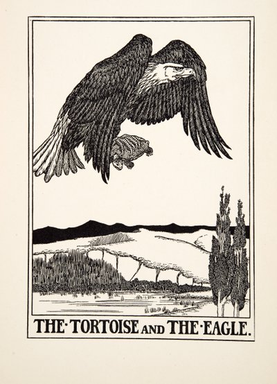Sköldpaddan och örnen, från Aesops hundra fabler, pub.1903 (gravyr) av Percy J. Billingshurst