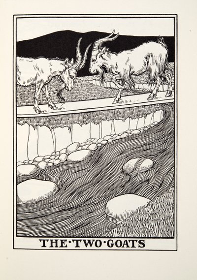 De två getterna, från Fontaine Fables, pub. 1905 av Percy J. Billingshurst