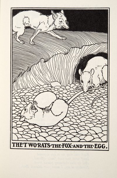 The Two Rats, the Fox and the Egg, från Fontaine Fables, pub. 1905 av Percy J. Billingshurst