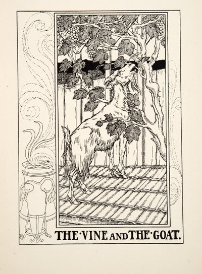 Vinrankan och geten, från Aesops hundra fabler, pub.1903 av Percy J. Billingshurst
