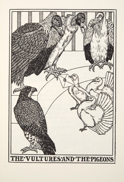 The Vultures and the Pigeons, från Fontaine Fables, pub. 1905 av Percy J. Billingshurst