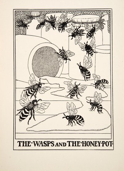 Getingarna och honungskrukan, från A Hundred Fables of Aesop, pub.1903 av Percy J. Billingshurst