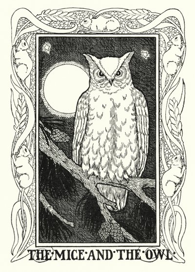 Fables of La Fontaine: Mössen och ugglan (litho) av Percy James Billinghurst