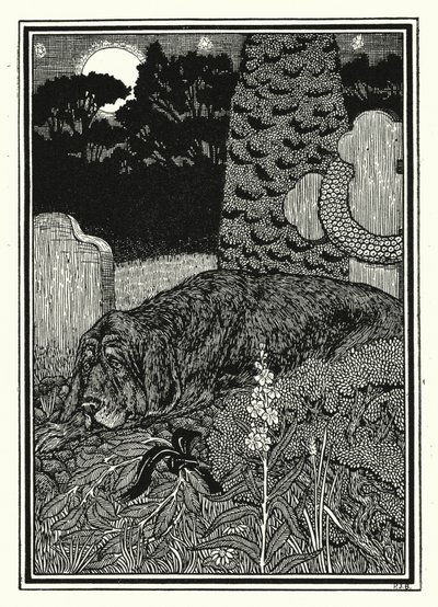 Hunden från Montargis (litho) av Percy James Billinghurst