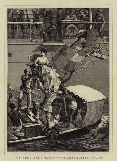 For the Shore, en skiss i Colombo Harbour, Ceylon av Percy Macquoid