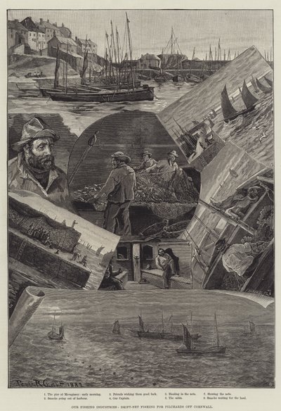 Vår fiskeindustri, drivnätsfiske efter pilchards utanför Cornwall av Percy Robert Craft