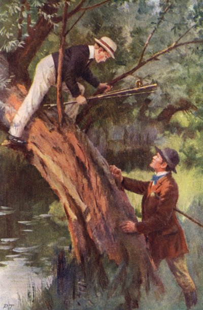 Nu kommer du ner denna minut (färg litho) av Percy Tarrant