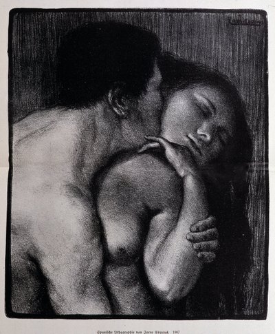 Man som kysser en kvinna. Litografi av Pere Torne-Esquius (Torne Esquius av Pere Torne Esquius