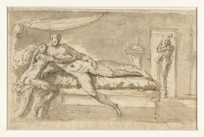 Amor och Psyche i ett rum av Perino del Vaga (possibly)