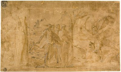 Studie för Perseus befrielse av Andromeda av Perino del Vaga