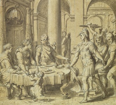 Didos och Aeneas bankett, modell för en gobeläng i serien om Aeneas