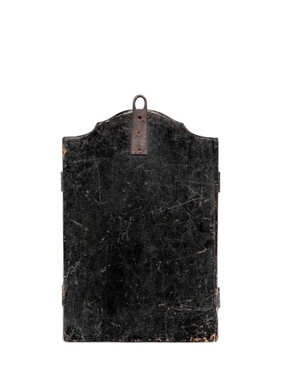 En bärbar kristen helgedom (Seigan) beställd av de portugisiska jesuiterna (olja på koppar i fodral) av Period Momoyama