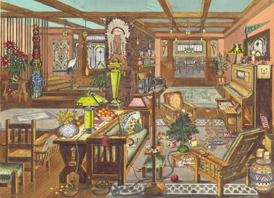 California Mission Style Interior, 1946. av Perkins Harnly