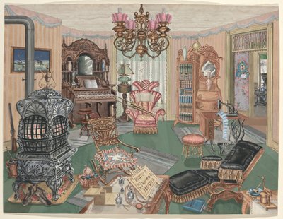 Lantligt vardagsrum, 1900 av Perkins Harnly