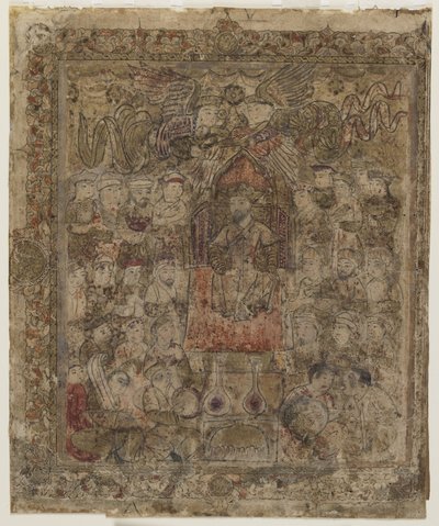 En härskare på tronen, från en Shahnama av Persian School