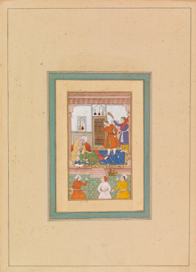 Interiör med figurer (wc på veläng) av Persian School
