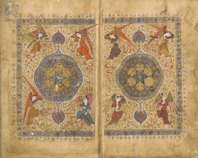 Khamsa (kvintett) av Khwaju Kirmani, Shiraz, Iran, Timuridperioden, 1437-38 (ogenomskinlig akvarell, bläck och guld på papper) av Persian School