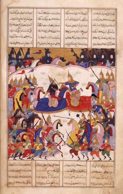 Eller. 13836, f.17v Islandar Fights the Zangis, illustration från 