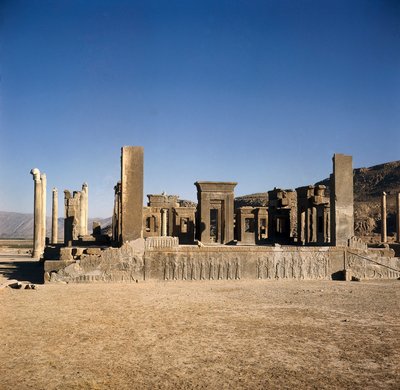 "" Palace of Darius I (550-486 f.Kr.) i Persepolis (Iran) "", Plats för Aimenidernas persiska rike. 6:e - 5:e århundradet f.Kr av Persian School