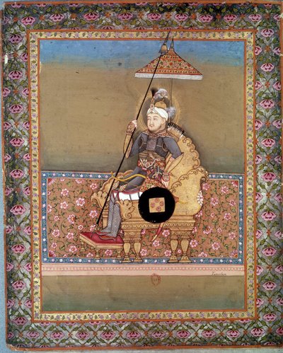 Porträtt av den mongoliske hövdingen Tamerlan (1336-1405) (eller Timur Lang, "Timur den lame"). Persisk miniatyr från 1400-talet. Paris, B.N. av Persian School