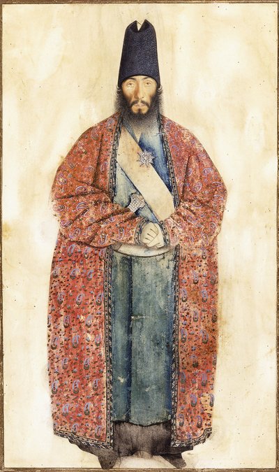Porträtt av den sene Sam Khan Ilkhani, 1800-talet av Persian School
