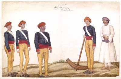 Tent Orderlies, ca 1820-30 (akvarell på papper) av Persian School