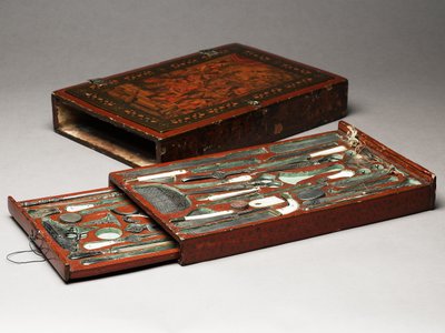 Verktygssats föreställande den heliga familjen, ca 1830 (blandade media) av Persian School